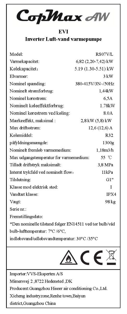 CopMax RS07 Luft til vand varmepumpe med inverter - Billede 8