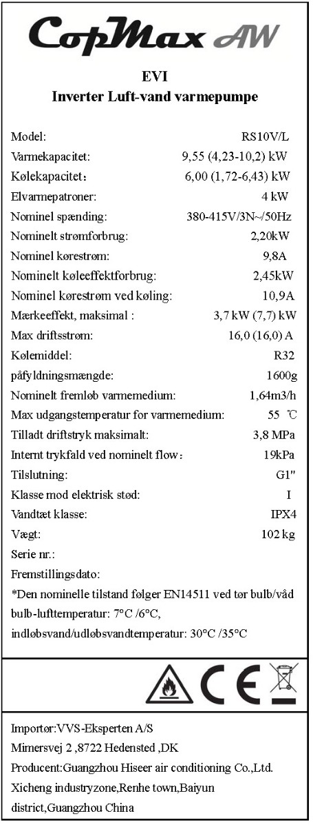CopMax RS10 Luft til vand varmepumpe med inverter - Billede 7
