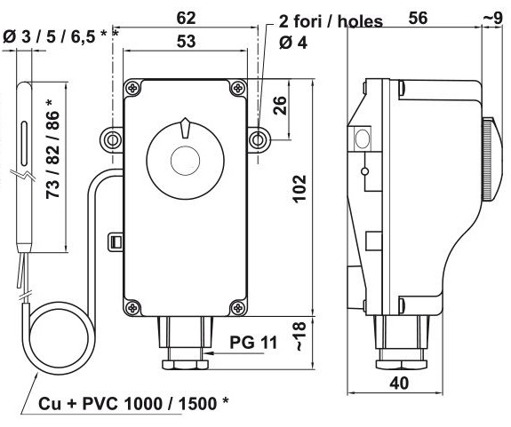 T-G Termostat Kp 0-90gr. - Billede 2